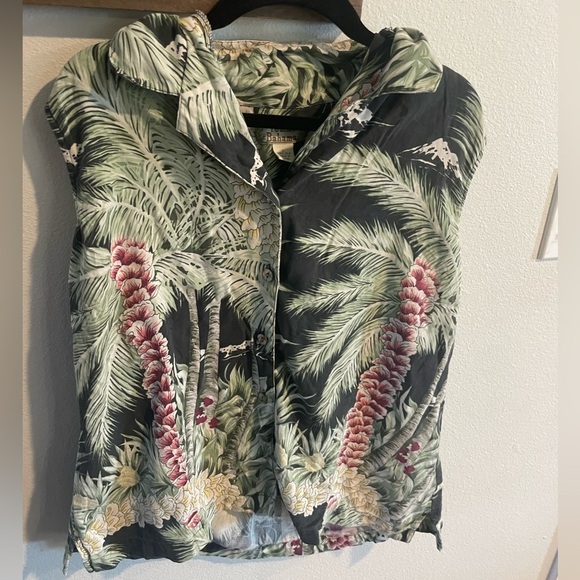 Tommy Bahama Women’s Hawaiian Floral Wrap Silk Top Size Large - Picture 1 of 3